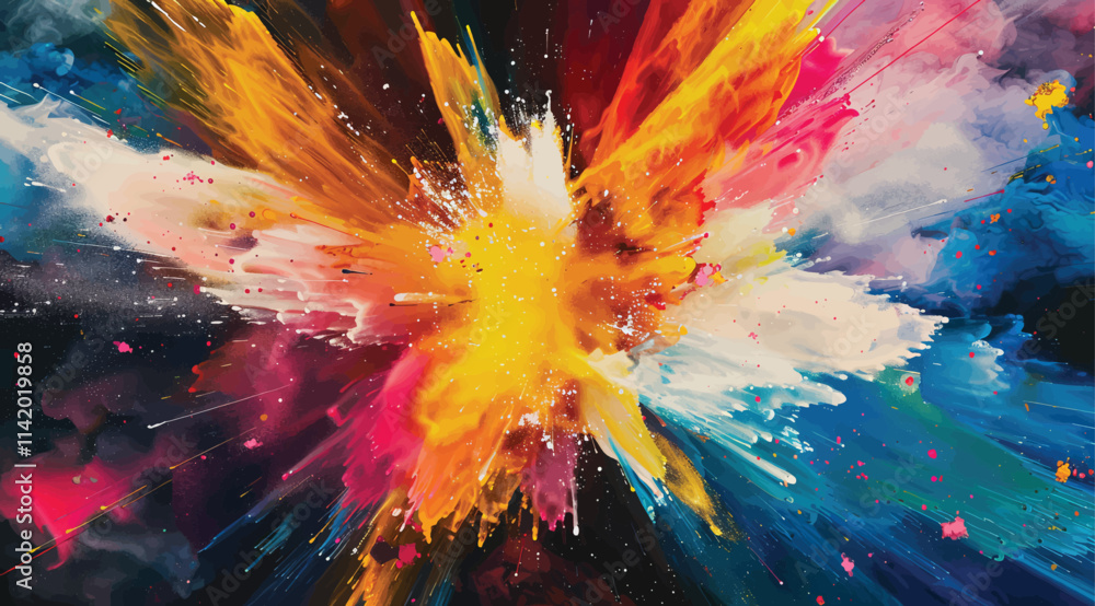 Wall mural a dynamic burst with swirling splashes of color symbolizes excitement