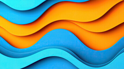 Vibrant abstract waves in blue and orange colors create depth
