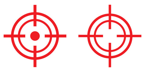 Red Gun target icon vector set. Gun target icon simple trendy flat style line and solid Isolated vector illustration on white background. For apps, logo, websites, symbol , UI, UX, graphic and web 