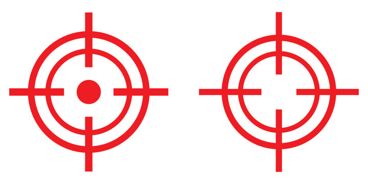 Red Gun target icon vector set. Gun target icon simple trendy flat style line and solid Isolated vector illustration on white background. For apps, logo, websites, symbol , UI, UX, graphic and web 