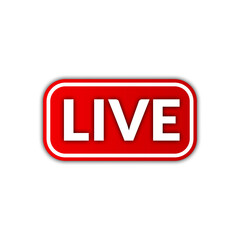 red live button icon on transparent background