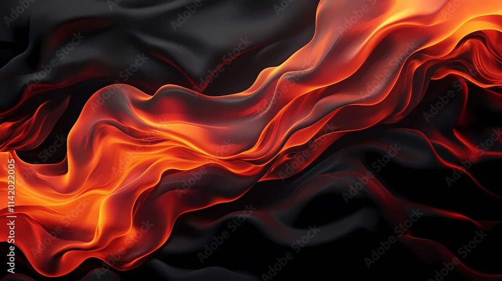 Poster the image contains an abstract representation of flowing, fiery material. swirls of intensely satura