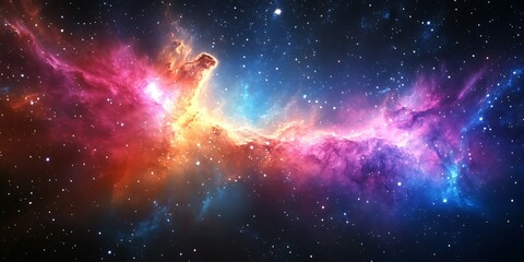 Fototapeta premium Vibrant nebula in outer space with cosmic dust and stars.