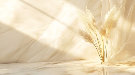 Pampas Grass in a Beige Marble Room Setting