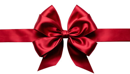 Fototapeta premium red satin bow tied from a ribbon on a transparent background. satin gift ribbon tied in a bow in PNG format