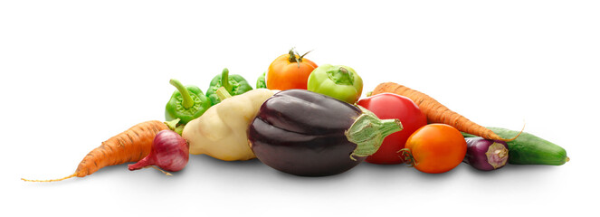 Fresh vegetables on white background