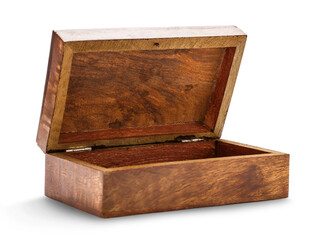 Open empty wooden square box