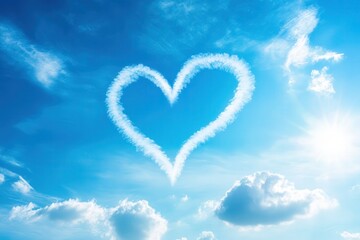 love is in the air. A heart of clouds in a blue sky
