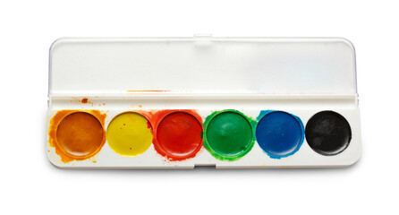 Box with water colour paints