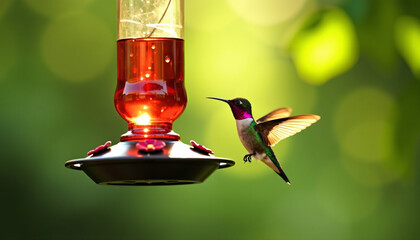Hummingbird at a Feeder in Nature