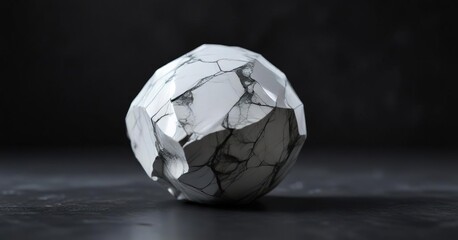 Fototapeta premium Single howlite bead against a dark background highlighting its translucency, light, bead, white