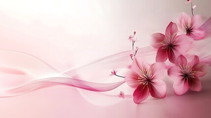 Delicate Pink Flowers and Flowing Abstract Design