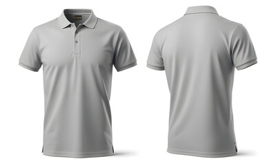 A gray mockup polo with a plain design, shown from the front and back views