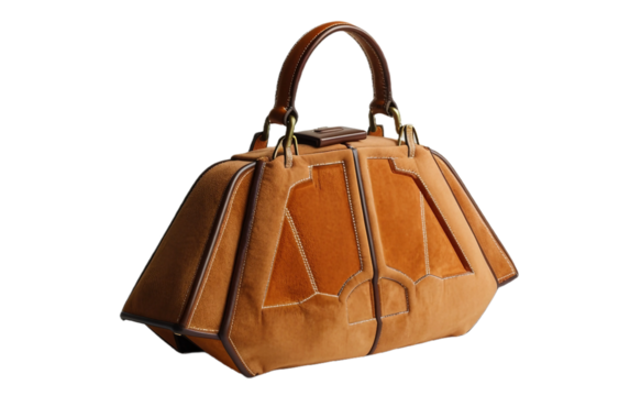 Unique Octagonal Shape Bag on transparent background PNG.