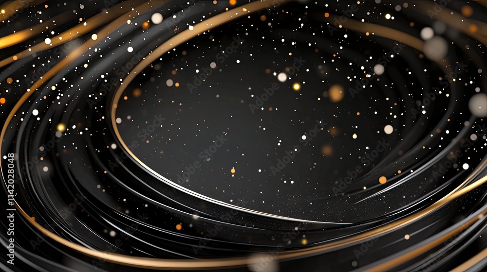 Fototapete A swirling data stream emits vibrant yellow and orange light while creating a mesmerizing effect with depth-of-field and bokeh blur