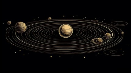 Obraz premium Celestial Bodies in Orbit Illustrating the Solar System Design
