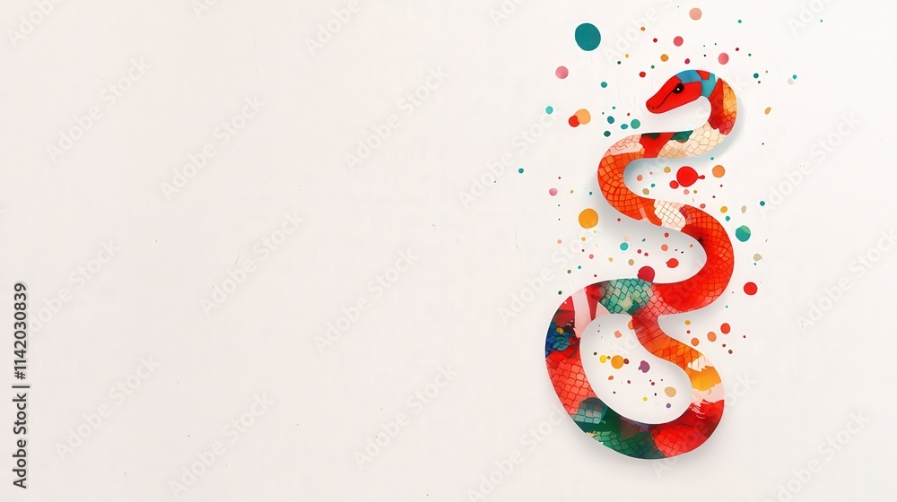 Poster year of the snake text with a snake curling through its letters