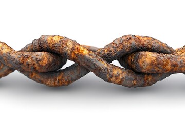 Fototapeta premium Rusty security barbed wire isolated on a white background