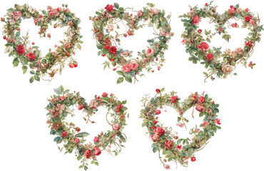 flower thorn heart watercolor clipart