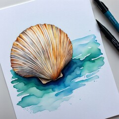 Seashell. Watercolor.