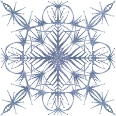 Patterned beautiful snowflake of blue-violet color on a white background. Decoration for posters and postcards