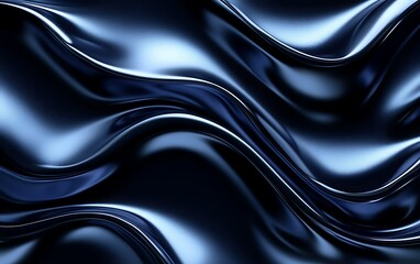 Fototapeta premium Abstract dark blue liquid, metallic, wavy, shiny, flowing texture background.