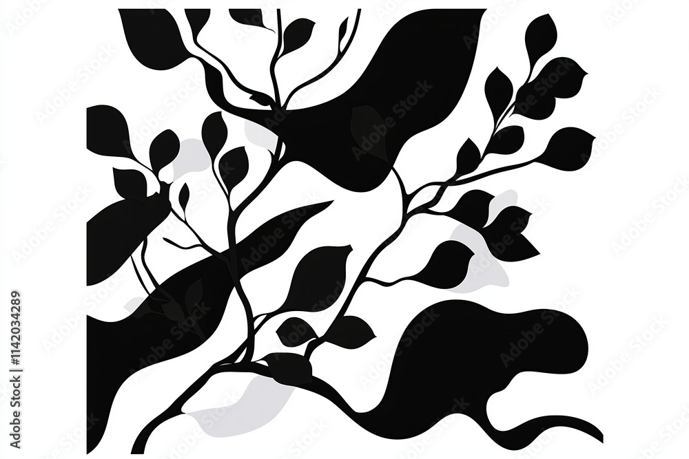 Poster a black-and-white minimalist line drawing of a leafless tree.