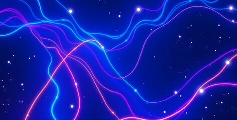 Abstract Futuristic Neon Light Waves and Digital Network Backgrounds