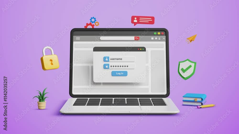 Poster cyber security concept. login page, two-step verification, user identification, information security