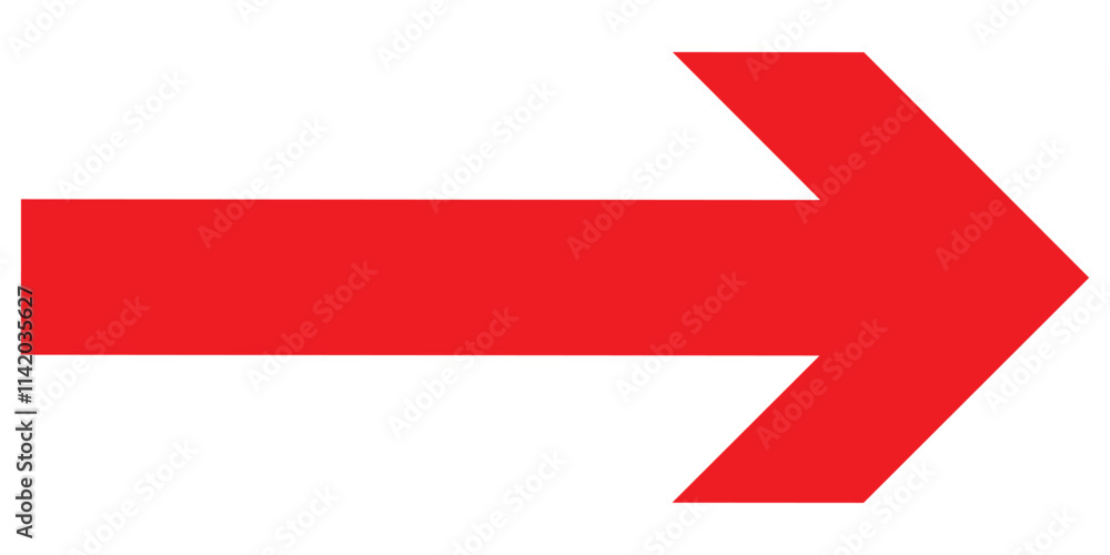 Poster long arrow. red arrow pointing right. red large arrow pointing right. bold thine long arrow. vector 