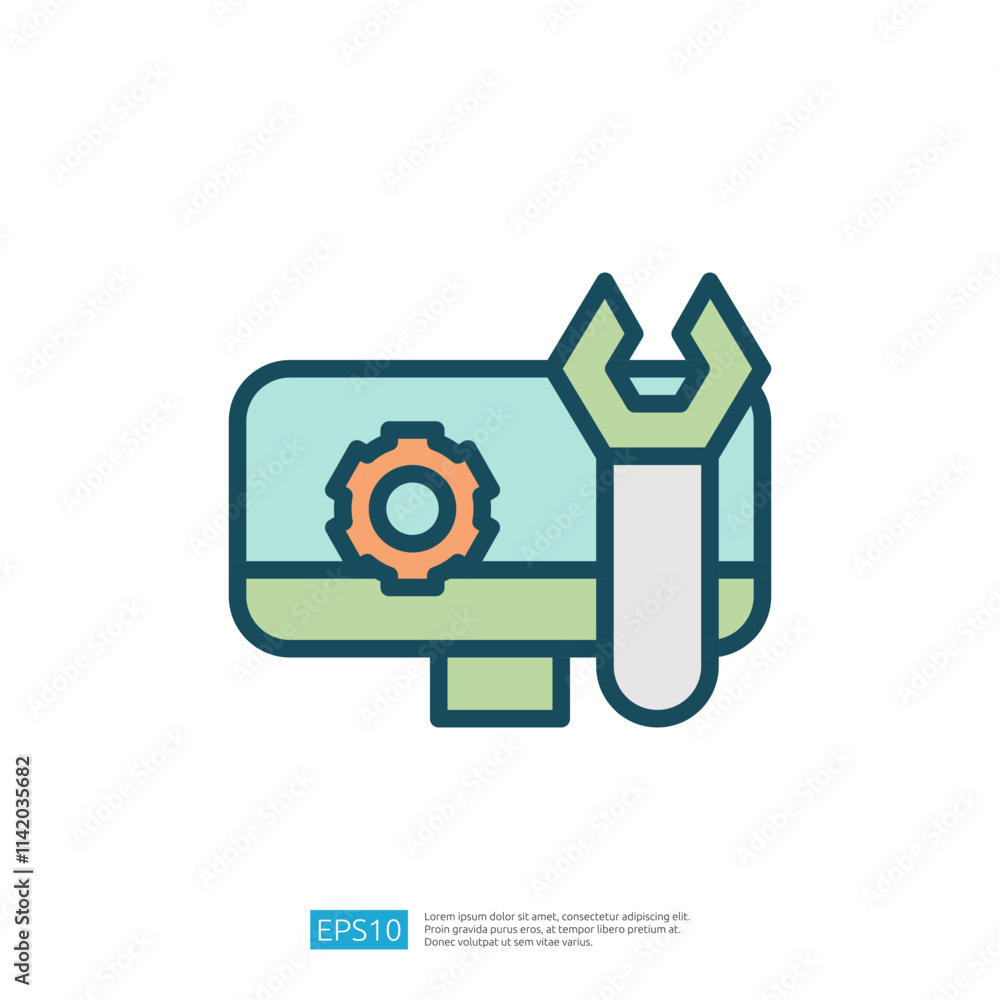 Poster the image features a simplified graphic of a computer monitor with a gear and wrench, symbolizing te