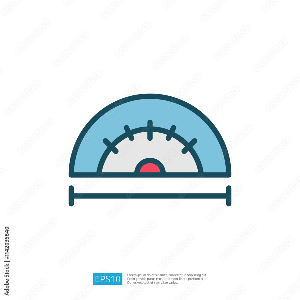 Poster the image depicts a simple, stylized protractor, used for measuring angles in geometry, featuring a 
