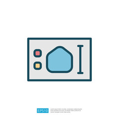 This image depicts a simplified graphic of a device with buttons and a container, likely representing a gadget or electronic appliance.