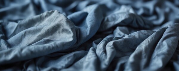 Worn and crumpled blue grey fabric with a soft focus effect , fabric, muted, worn