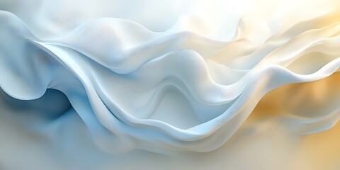 Fototapeta premium Abstract flowing white and blue fabric waves.