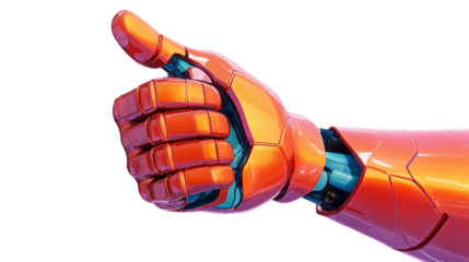 Robotic arm with a thumbs-up gesture, transparent background