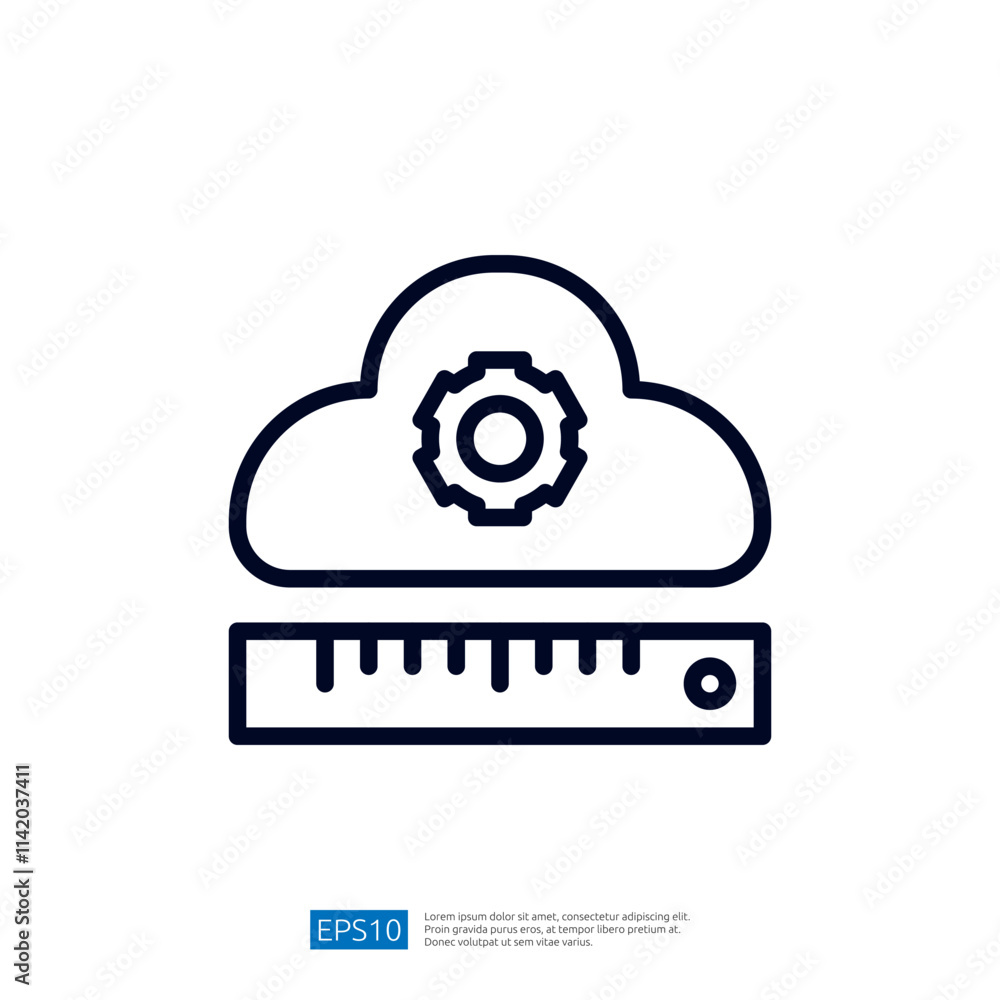 Poster the image depicts a cloud with a gear symbol inside it, accompanied by a ruler, suggesting themes of