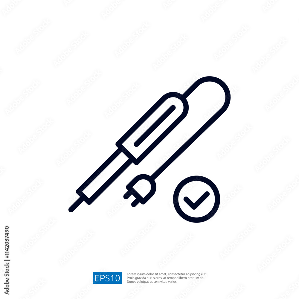 Poster this image features a simple line drawing of a device with a plug, indicating it's an electrical too