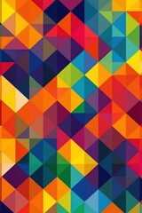 Obraz premium A vibrant abstract pattern featuring colorful triangles in a mosaic layout, evoking energy and creativity.