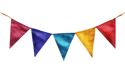 Obraz premium Colorful pennant chain isolated on white background