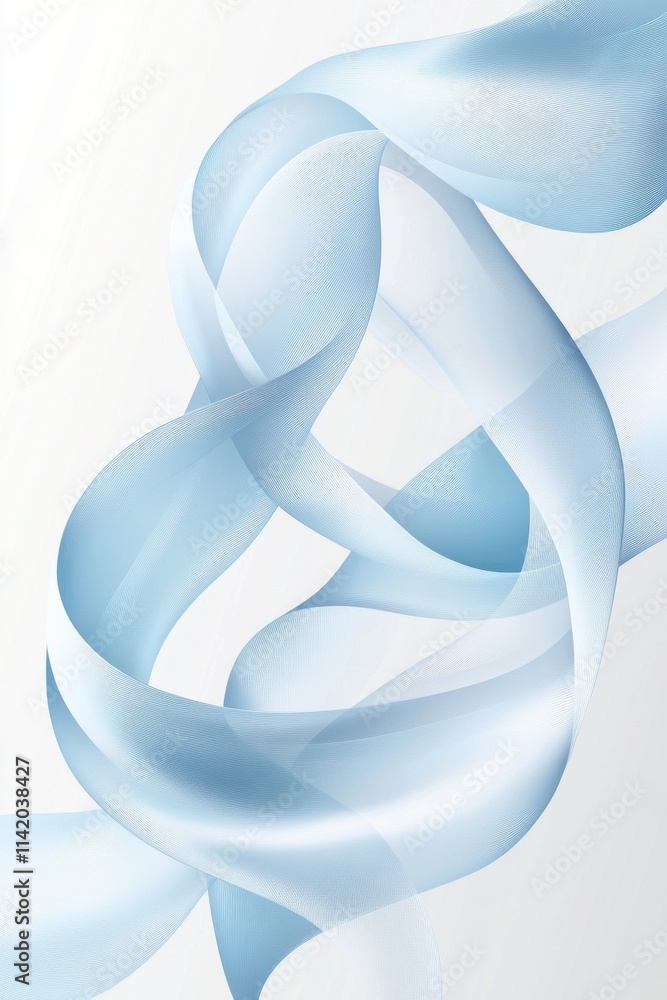 Poster a soft, flowing blue ribbon gracefully twists and intertwines against a light background, creating a