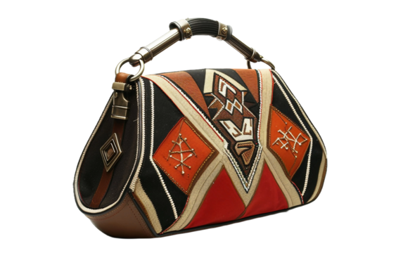 Art Deco Geometric Handbag on transparent background PNG.