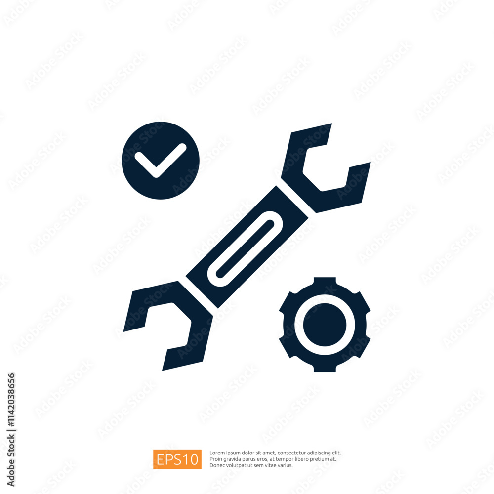 Aufkleber the image features a wrench and gear, symbolizing tools and mechanical work, often used in contexts 
