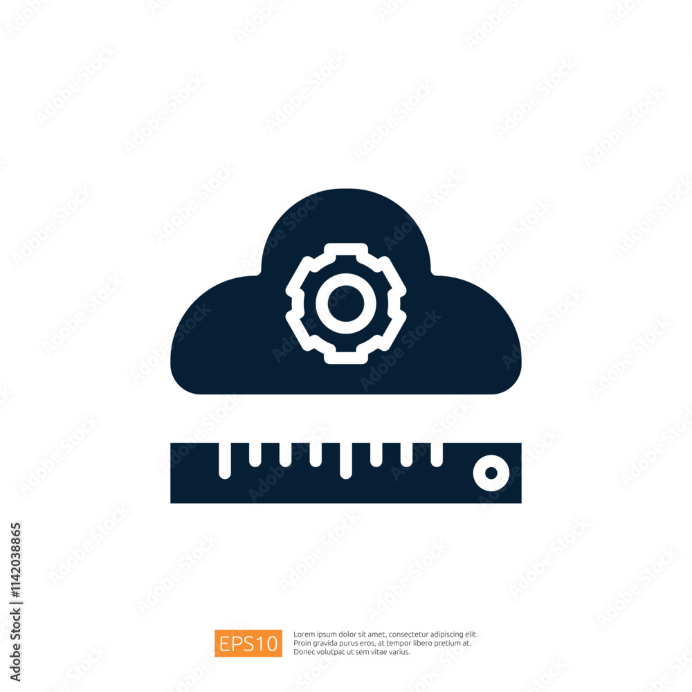 Aufkleber the image features a cloud with a gear symbol, indicating cloud computing or technology, alongside a
