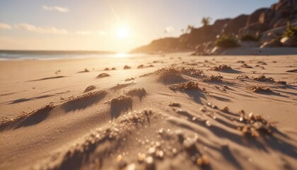 Sunlight filtering through fine sand particles on a beach, beach, ocean, reflection