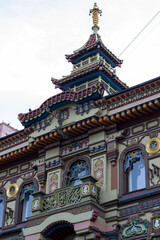 Obraz premium Facade of a tea house on Myasnitskaya Street in Chinese style. Moscow, Russia.
