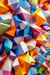 Obraz premium A vibrant abstract composition featuring colorful geometric shapes in various hues, creating a dynamic and playful effect.