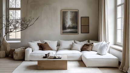 Minimalist Living Room Modern Sectional Sofa Decor