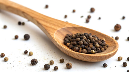 Simple Wooden Spoon Resting on Elegant Black Paper