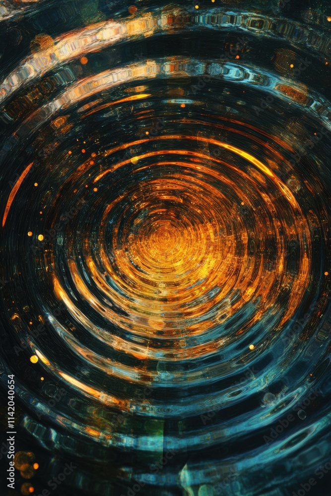 Poster a mesmerizing abstract swirl of golden and blue hues, creating a captivating sense of depth and move